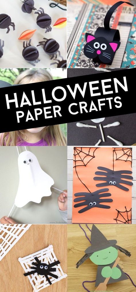 These fun Halloween construction paper crafts are perfect for kids of all ages. #twitchetts #papercrafts #constructionpaper #halloween Crafts Paper Easy, Halloween Paper Crafts For Kids, Halloween Crafts Paper, Halloween Diy Paper, Paper Pumpkin Craft, Fall Paper Crafts, Spider Crafts, Construction Paper Crafts, Halloween Crafts For Toddlers