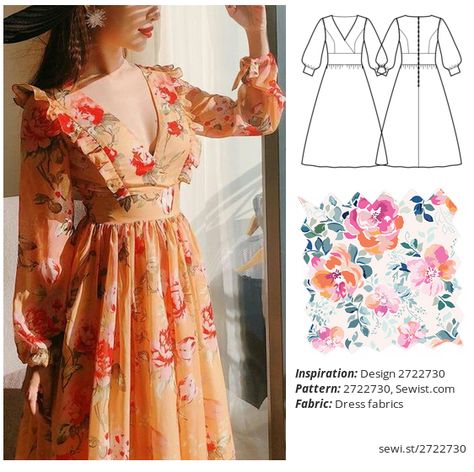 Design 2722730 Women Clothing Dress Sewing Pattern Sewist Free Sewing Patterns For Women Dresses, Diy Formal Dress, Dress Design For Women, Clothing Sewing Patterns, Silk Dress Design, Vintage Clothes Patterns, Raw Silk Dress, Basic Dress Pattern, Dress Sewing Patterns Free