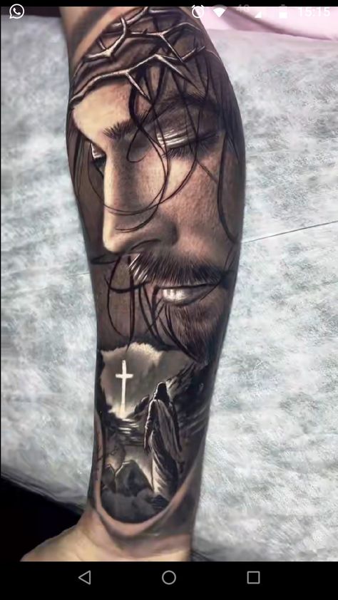 Jesus Walking On Water Tattoo, God Tattoos For Men Jesus, Jesus Tattoo Design For Men, Jesus Sleeve Tattoo, Jesus Forearm Tattoo, Mary Tattoos, Jesus Tattoo Sleeve, Men Over 60, Men Hand Tattoos