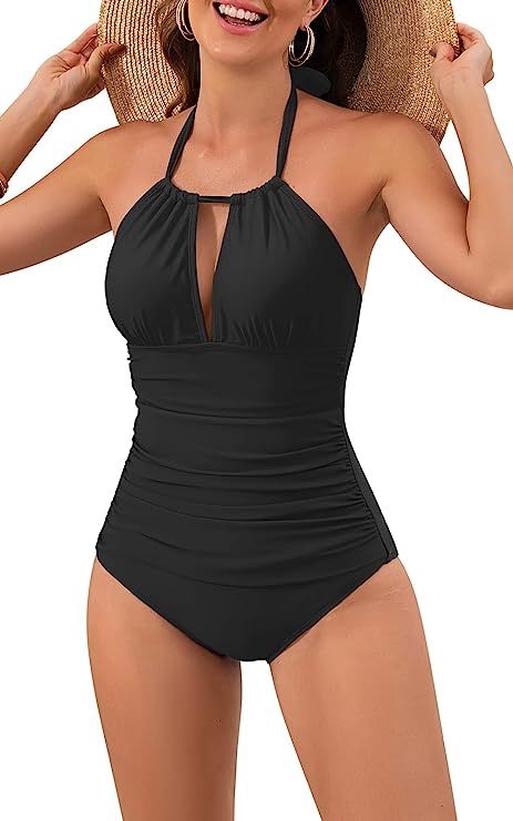 I'm in LOVE with this one piece! Who doesn't love a black swimsuit with a little peek-a-boo action!?!?! #onepiece #swimsuit #midsize #midsizeswim Vintage Inspired Swimwear, Halter Swimwear, Vintage Swimwear, Vintage Swimsuits, One Piece Swimsuits, Tie Design, Beachwear For Women, Padded Bras, Swimwear Collection