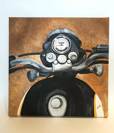 Motorcycle Painting Acrylic, Bike Painting, Motorcycle Painting, Small Canvas Paintings, Biker Art, Cute Canvas Paintings, Motorcycle Art, Cute Canvas, Canvas Painting Diy