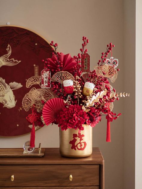 Chinese New Year Arrangement, Backdrop Tet, Tet Decor, Tet Decoration, Cny Decoration, Chinese New Year Flower, Lantern Chinese, Chinese New Year Decoration, Chinese New Year Party