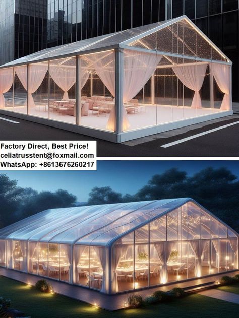 Luxury wedding party reception glass side wall tent canopy for sale. Outdoor Wedding Venue Landscaping, Glass Tent Wedding, Beer Garden Design, Wedding Party Reception, Venue Business, Marquee Tent, Tent Wedding Reception, Event Venue Spaces, Young Wedding