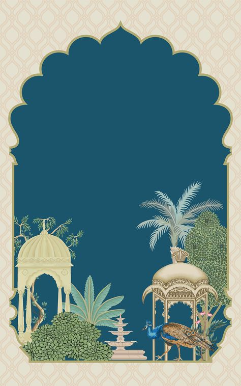 Mughal Wedding Card, Mughal Peacock, Mughal Background, Mughal Wallpaper, Indian Graphics, Background Card Design, Mughal Design, Mughal Garden, Mughal Designs