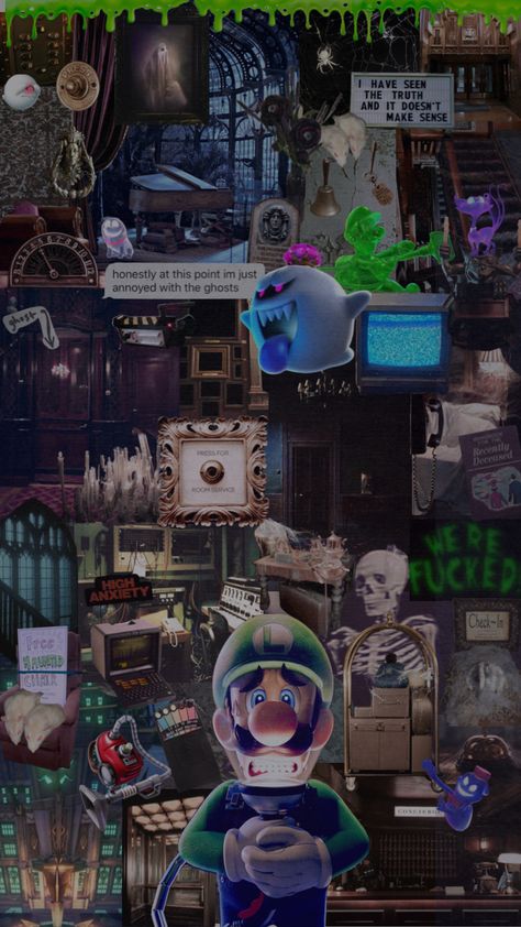 Luigi Mansion Aesthetic, Luigi’s Mansion Wallpaper, Luigis Mansion Aesthetic, Luigi Wallpaper Aesthetic, Luigi Haunted Mansion, Luigi's Mansion Art, Luigi Wallpaper, Luigis Mansion 3, King Boo Mario