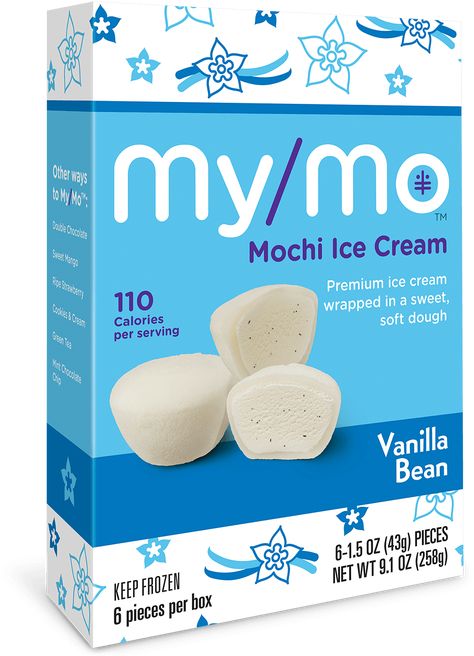 Vanilla Bean Mochi Ice Cream | My/Mo Mochi Ice Cream Ice Cream Calories, My Mochi, Homemade Squishies, Ice Cream Vanilla, Art Bio, Mochi Ice, Korean Grocery, Mochi Ice Cream, Premium Ice Cream