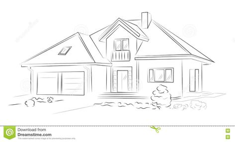 Dream House Sketch Easy, House Exterior Sketch, House Sketch Simple, House Design Drawing Sketch, Home Drawing Sketches, Dream House Drawing Sketch, Simple House Sketch, House Sketch Architecture, House Line Art