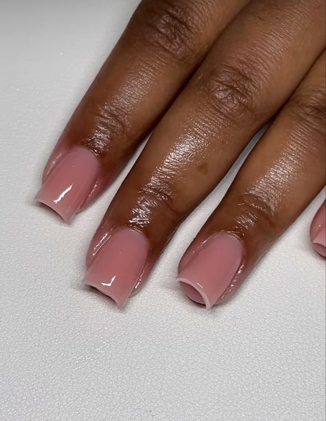 Girly Dip Powder Nails, Clean Set Nails, Short Natural Color Nails, Dip On Real Nails, Dnd Nude Pink, Shorties Nails Nude Pink, Short Square Nude Nails, Bubble Bath Pink Nails, Short Polygel Nails