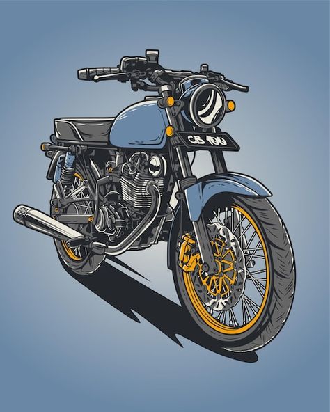 Vector vector cb motorcycle illustration... | Premium Vector #Freepik #vector #motorcyclist #motor-bike #motorcycle #moto-bike Motor Cb, Dr Car, Tourer Motorcycles, Automotive Illustration, Motorcycle Illustration, Batman Pictures, Bike Illustration, Bobber Motorcycle, Sports Bikes Motorcycles