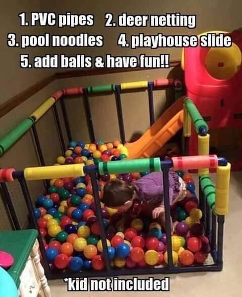 Put the final touches on your playroom by DIYing a ball pit. | 26 Super-Cool DIY Projects That Will Blow Your Kids’ Minds Deer Netting, Kids Ball Pit, Smart School House, Smart School, Kid Hacks, School House, Ball Pit, Baby Diy, Toy Rooms