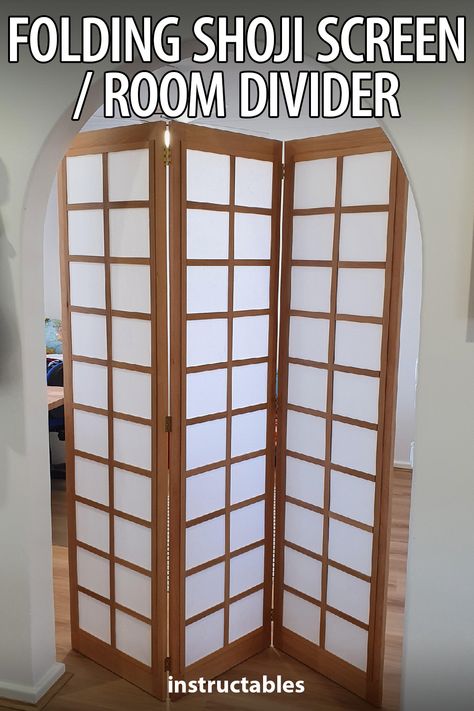 Yvette M shares how to construct a folding Shoji screen or room divider. #Instructables #workshop #woodworking #woodshop #home Shoji Screen Diy, Folding Screen Diy, Shoji Screen Room Divider, 2023 Apartment, Simple Bookshelf, Woodworking Projects For Beginners, Screen Room Divider, Wooden Step Stool, Woodwork Ideas