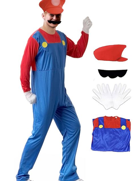 PRICES MAY VARY. Design:features loose fit style,Costume features jumpsuit with blue overalls, big yellow button ,faux character Mustache and attached Red/Green long sleeve shirt,fits for kid, girl, Men and Women. Material: This Super Brothers Plumber costume is made of polyester material, which is easy-washing and quick-drying,recommended hand wash in cold water, and please wash seperately with other color clothes. Occasion:Best costume and prop for Halloween,Christmas,Cosplay,Carnival,fancy dr Plumber Costume, Overalls Big, Color Clothes, Christmas Cosplay, Blue Overalls, Green Long Sleeve Shirt, Fancy Dresses Party, Shirt Fits, Costume Outfits