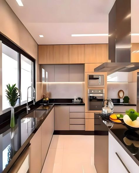 Apartemen Studio, Kitchen Cupboard Designs, Interior Design Your Home, Modern Kitchen Cabinet Design, Modern Kitchen Interiors, Kitchen Interior Design Decor, Kitchen Interior Design Modern, Kitchen Design Plans, Modern Kitchen Cabinets