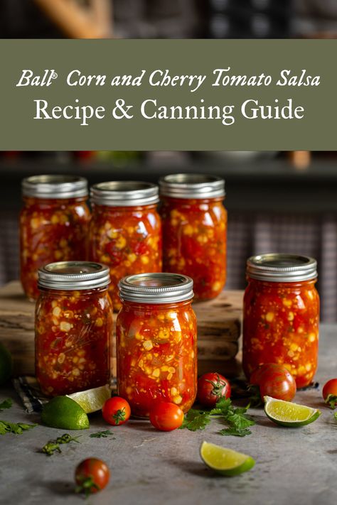 Ball Salsa Recipe, Salsa Recipe Canning, Tomato Salsa Canning, Canning Cherry Tomatoes, Canned Salsa Recipes, Salsa Canning Recipes, Canning Tomatoes Recipes, Cherry Salsa, Tomato Salsa Recipe