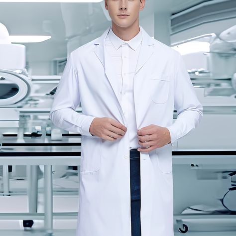 Faster shipping. Better service Men Uniform, White Lab Coat, Men's Uniforms, Casual Work Wear, Special Clothes, Medical Uniforms, Active Jacket, Top And Pants Set, Style Cardigan