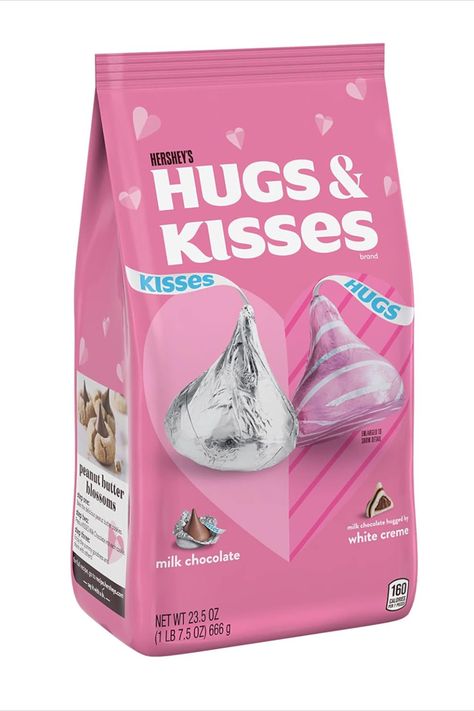 HERSHEY'S HUGS & KISSES Assorted Milk Chocolate and White Creme Candy, Valentine's Day, 23.5 Oz Bag Hershey Hugs, Gluten Free Milk, Kisses Candy, Hershey Candy, Heart Shaped Candy, Peanut Butter Blossoms, Hugs Kisses, Kisses Chocolate, Chocolate Assortment