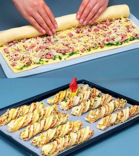 Recipes from Our Grandparents | You only need 4 ingredients, puff pastry sticks with ham and cheese | Facebook Puff Pastry Ham And Cheese, Puff Pastry Sticks, Easy Puff, Cheese Puff, Grandma Cooking, Easy Puff Pastry, Ina Garten Recipes, Sliced Ham, Smoked Ham