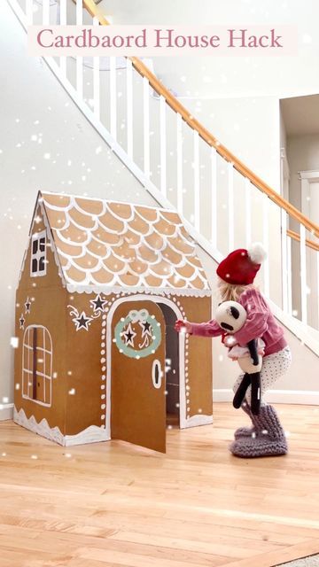 Gingerbread Diy Crafts, Cardboard Houses For Kids, Kids Gingerbread House, Christmas Shop Displays, Man Home Decor, Cardboard Gingerbread House, Ginger Bread House Diy, White Sharpie, Gingerbread House Parties