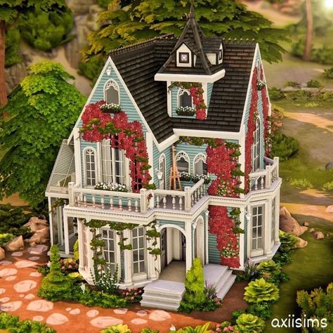 House Plans Sims 4, Victorian Sims 4, Sims 4 Victorian House, Lotes The Sims 4, Sims 4 House Building, Sims 4 House Plans, Sims 4 House Design, Casas The Sims 4, Sims Building