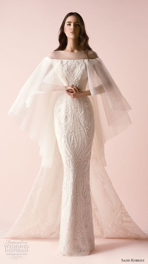 saiid kobeisy 2018 bridal angel sleeves illusion bateau straight across neckline full embellishment elegant sheath wedding dress (3251) mv -- Gorgeous 2017 Wedding Dresses | Wedding Inspirasi #wedding #weddings #bridal #weddingdress #bride ~ Elegant Sheath Wedding Dress, Saiid Kobeisy, Sheath Wedding, Angel Sleeves, White Wedding Dress, Beauty Dress, Wedding Dress Inspiration, Beautiful Wedding Dresses, Flower Girls