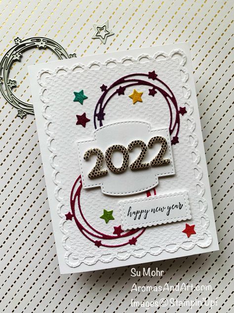 Homemade Happy New Year Cards, New Year Cards Handmade, New Year Card Making, New Year Card Design, Scrappy Cards, Happy Holiday Cards, Happy New Year Cards, Wall Hanging Crafts, New Year Greeting Cards