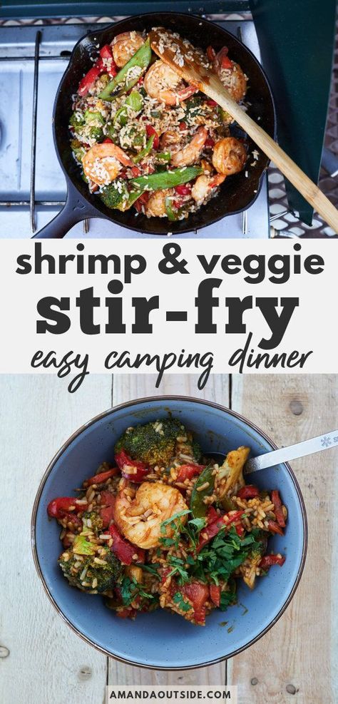 This shrimp and veggie stir fry is the perfect easy camping dinner idea. Stir fry recipes are great when you need a quick dinner, and this one is bound to be your new go-to! This shrimp stir fry makes good use of a pre-made stir fry sauce, and it’s loaded with fresh veggies. Camping meals don’t need to be time consuming or overwhelming. Grab this stir fry recipe today and take it on your next camping trip for a delicious dinner. Shrimp And Veggie Stir Fry, Easy Camping Dinners, Easy Camping Breakfast, Korean Stir Fry, Camping Cooking Gear, Camping Dinner, Stir Fry Ingredients, Camping Breakfast, Shrimp Stir Fry