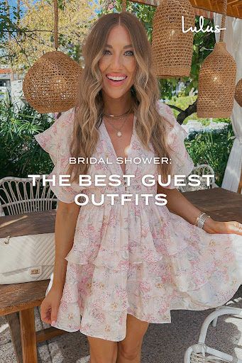 Not sure what to wear to a wedding shower? It can be tricky! Here, get tips, dos and don'ts, and bridal shower guest outfit inspiration for every season. Wedding Shower Outfits For Guest, Bridal Shower Breakfast, Engagement Party Outfit Guest, Wedding Shower Outfit, Shower Guest Outfit, Bridal Shower Guest Outfit, Baby Shower Outfit For Guest, Backyard Bridal Showers, Disney Bridal Showers