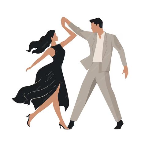 Premium Vector | Couple dance illustration Couple Dance Illustration, Couple Dancing Illustration, Couple Illustration Romantic Cute, Partner Dancing, Dance Illustration, Dance Couple, Salsa Dancer, People Reference, Ball Dance