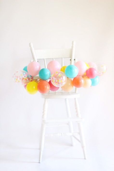 Diy High Chair, Mini Balloon Garland, High Chair Decorations, Llama Party, Birthday Highchair, Highchair Banner, Mini Balloons, Balloon Ideas, Birthday Inspo