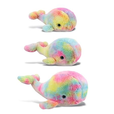 The Rainbow Whale toys make a great addition to a kid\u0027s plush collection and couples can express their love by surprising each other with unique plush. Stuffed plush develop their social skills, speech, and creativity while enjoying imaginative playtime with their family. The stuffed whales will be your little ones huggable plush doll friends when playing, traveling and learning. Have an exciting imaginary play with your little one and the Rainbow Whale Stuffed Toys bundle. DolliBu\u0027s a Whale Plush, Rainbow Plush, Rainbow Toy, Kids Throw Pillows, Imaginary Play, Cute Rainbow, Cute Stuffed Animals, Toys For Kids, Stuffed Toys