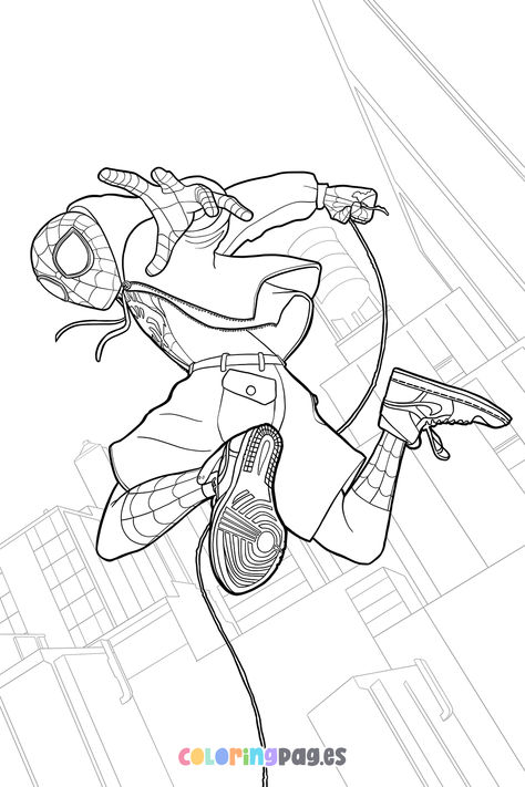 Discover fun and creative ways to engage your kids with our free Miles Morales Into the Spider-Verse coloring page, perfect for all Spider-Man fans! Miles Morales Dibujo, Miles Morales Coloring Pages, Miles Morales Drawing, Marvel Art Drawings, Into The Spider Verse, Disney Coloring Pages, Miles Morales, Simple Doodles, Spider Verse