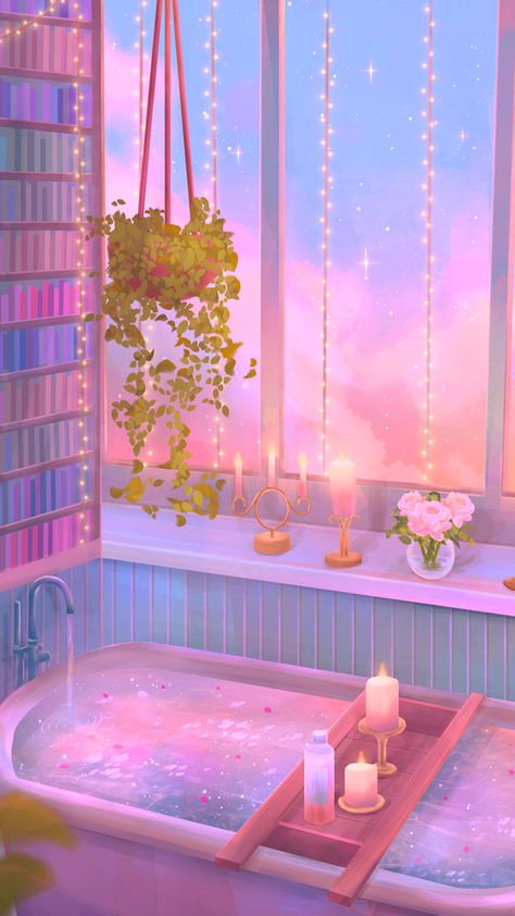 Walpapers Cute, Pastel Cupcakes, Collage Mural, Whatsapp Wallpaper, Crochet Work, 판타지 아트, Dreamy Art, Pastel Wallpaper, Bath Tub