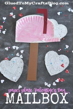 Diy Valentine's Mailbox, Mailbox Diy, Mail Craft, Valentine Paper Crafts, Valentine Art Projects, Paper Plate Crafts For Kids, Valentine Mailbox, February Crafts, Easy Valentine Crafts