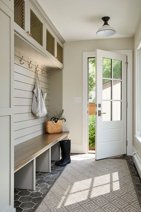 Front Door Mudroom, Mudroom Addition Exterior, Mudroom Addition, Transitional Entry, Mudroom Remodel, Laundry Room/mudroom, Farmhouse Mudroom, Laundry Room/mud Room, Mud Room Entry