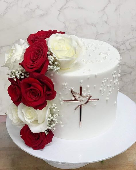 Cake For Confirmation, Confirmation Cakes Catholic, Confirmation Cake Ideas, Catholic Confirmation, Confirmation Party, Confirmation Cakes, Red Cake, Baptism Cake, Collage