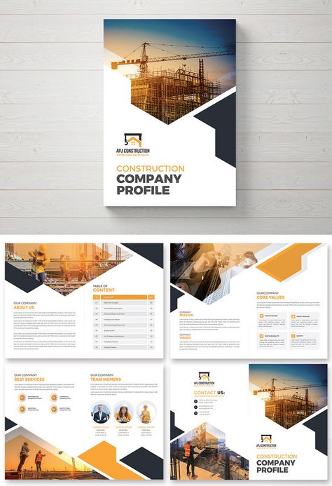 Free Indesign Templates, Construction Company Portfolio, Construction Company Profile Template, Dairy Front Page Design, Construction Company Profile Design, Construction Poster Design, Company Profile Cover Design, Construction Company Profile, Company Flyer Design