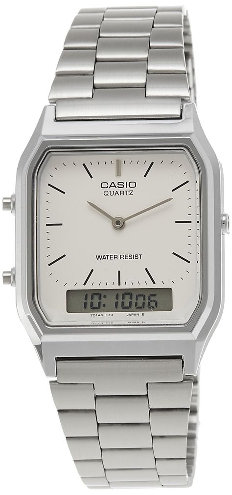 AQ230A7D Digital Analog Dual * You can get more details by clicking on the image.(It is Amazon affiliate link) #WomenWatchesCollection Casio Vintage, Mens Dress Watches, Time Alarm, White Watch, Authentic Watches, Unisex Watches, Dive Watches, White Dial, Watch Collection