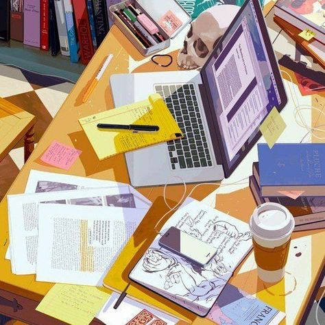 Messy Desk Aesthetic, Rebecca Wallpaper, Rebecca Mock, Wallpapers Horizontal, African American Kids Hairstyles, Gif Illustration, Desk Aesthetic, Animation Wallpaper, Messy Desk