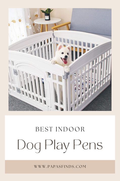 Looking for the best indoor dog playpen? Look no further! This review will help you to choose the best option on the market. Check it out! Dog Pens Indoor, Dog Play Pen Indoor, Diy Puppy Playpen, Dog Pen Ideas Indoor, Puppy Playpen Ideas, Indoor Dog Pen, Playpen For Dogs, Dog Play Pen, Dog Playpen Indoor