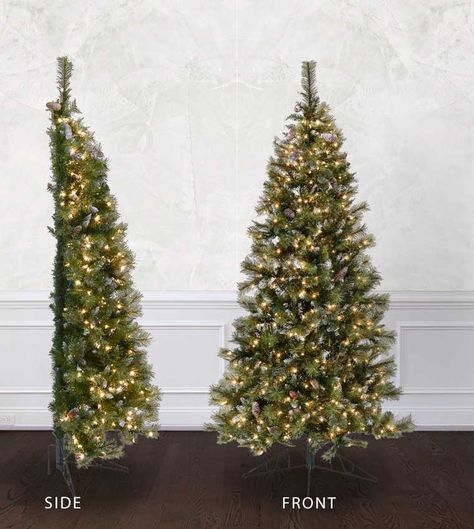 Half Wall Mixed Pine Diy Wall Christmas Tree, Pixie Cuts For Older Women, Half Christmas Tree, Half Christmas, Wavy Haircut, Diy Garlands, Wall Tree, Christmas Tree Nails, Wall Christmas Tree