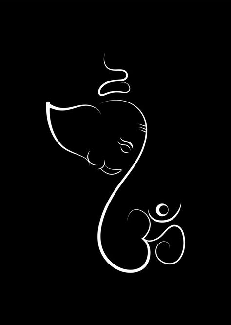 Ganpati Bappa Logo, Ganpati Line Art, Ganpati Logo Design, Ganesh Line Art, Om Logo Design, Ganesha Line Art, God Line Art, Ganesh Sticker, Ganesh Logo