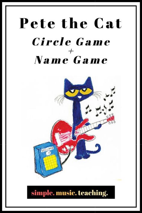 One of my back-to-school lessons for Pre-K, Kinder and 1st graders is a circle game+name game that corresponds with “Pete the Cat-I Love My White Shoes.” Pete The Cat Games Preschool, Pete The Cat Goes To School, Pete The Cat Music Lesson, Pete The Cat Circle Time Activities, Pete The Cat Movement Activities, Pete The Cat Songs, Name Games Prek, Music Circle Time Activities, Preschool Pete The Cat Activities