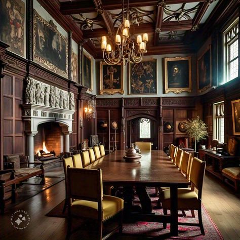 Manor Dining Room, Classic English Interiors, Formal Dining Room Decor, Dream Architecture, Amy March, Castle Home, English Interior, Gothic Castle, Hogwarts Legacy