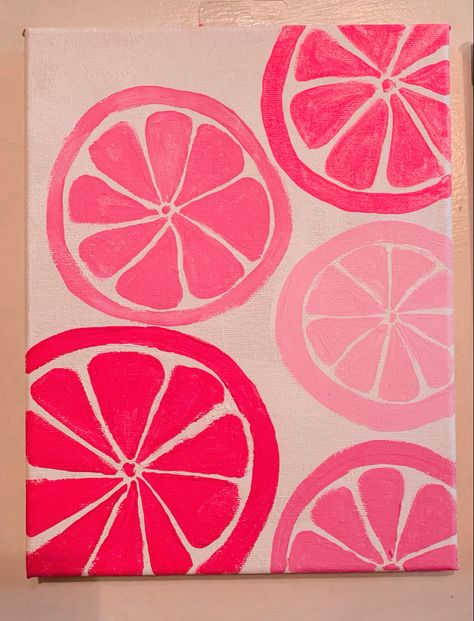 Preppy painting room decor diy wall art preppy cute pink citrus Painting Ideas Preppy, Preppy Artwork, Cute Easy Paintings, Mini Toile, Pink Canvas Art, Simple Canvas Paintings, Cute Canvas Paintings, Easy Canvas Art, Pink Painting