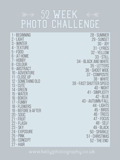 52 Week Photo Challenge - Photography Challenge 52 Week Challenge Ideas, 52 Week Photo Challenge 2024, 52 Week Photography Challenge 2023, Photo Challenge 2024, 52 Week Photography Challenge, Photography Themes Ideas, A Year Challenge, Photography Challenge Beginners, Challenge Photography