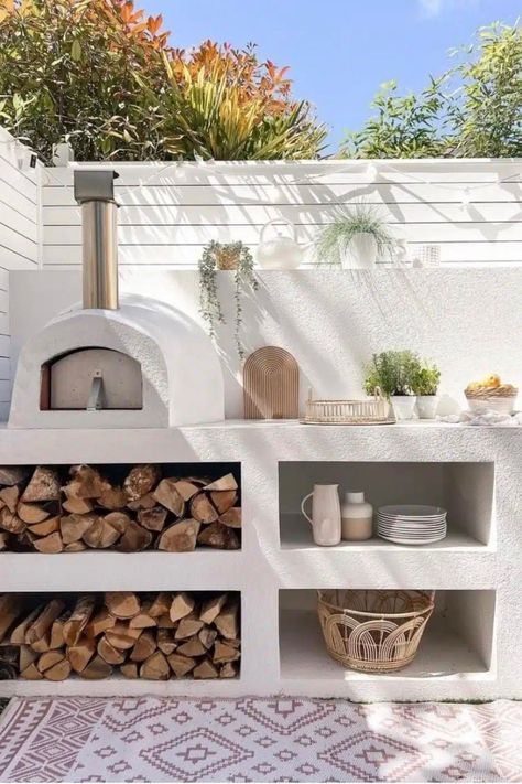 Portugal Garden, Barbacoa Jardin, Outdoor Bbq Area, Outdoor Barbeque, Outdoor Bbq Kitchen, Outdoor Kitchen Ideas, Outdoor Pizza Oven, Backyard Kitchen, Pizza Oven Outdoor