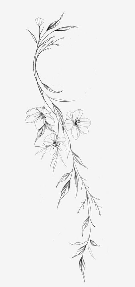 Fine Line Forearm Sleeve, Soft Floral Tattoo Design, Fine Line Back Tattoo Women Flowers, Water Like Tattoo, Flowers With Leaves Tattoo, Feminine Wing Tattoo, Fine Line Flowers Design, Swirl Flower Tattoo, Black Floral Tattoo Design