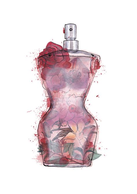 A4 Mounted Print of an Illustration of Jean Paul by RachelCorney 39 Perfume, Perfume Art Painting, Perfume Artwork, Kate Spade Perfume, Parfum Gucci, Jean Paul Gaultier Vintage, Perfume Logo, Botanical Fashion, Perfume Art