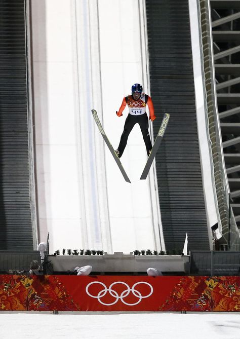 DAY 8:  Maciej Kot of Poland competes during the Ski Jump Men's Large Hill Individual Qualification http://sports.yahoo.com/olympics Olympic Icons, Ski Jump, Ski Jumping, Poland, Skiing, Sports