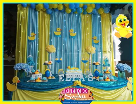 Marcos Para Baby Shower, Duck Birthday Theme, Rubber Ducky Party, Rubber Ducky Birthday, Baby Shower Unisex, Babby Shower, Boy Baby Shower Centerpieces, Ducky Baby Shower, Rubber Ducky Baby Shower